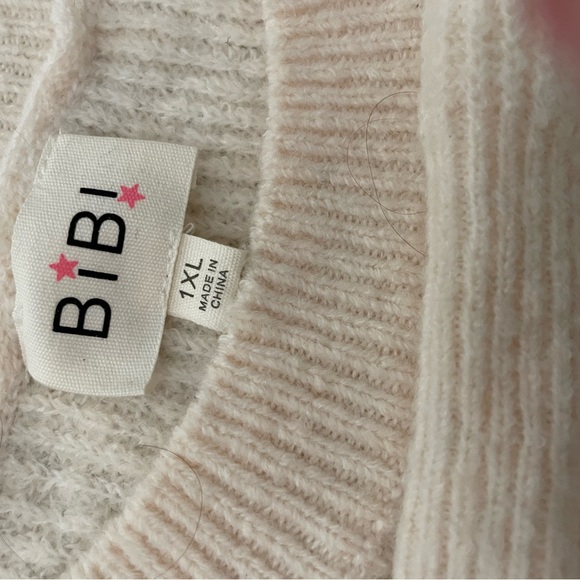 BIBI LOVE SIDE SLIT 1x light boxy sweater RIB KNIT TOP worn once valentine - Picture 2 of 6